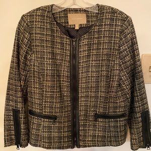 Leather-trimmed blazer